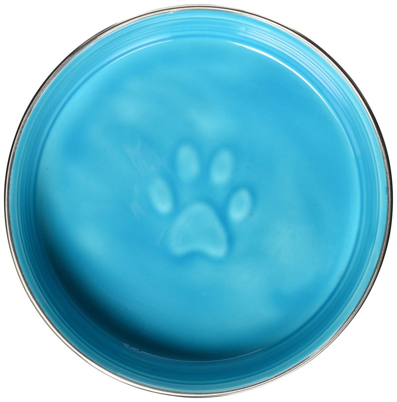 Loving Pets - Le BOL Dog Food Water Bowl Enamel Ceramic Bowl No Tip Stainless Steel Pet Bowl No Skid Spill Proof (Large, Siene Blue) - Image 2